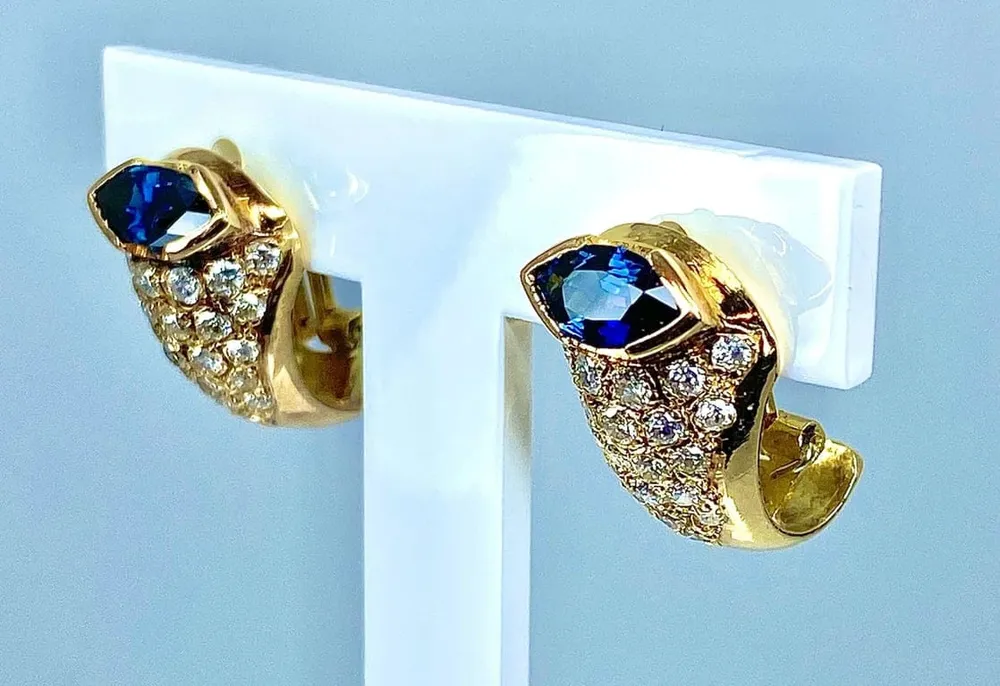 Диамантени обеци Navette Sapphire