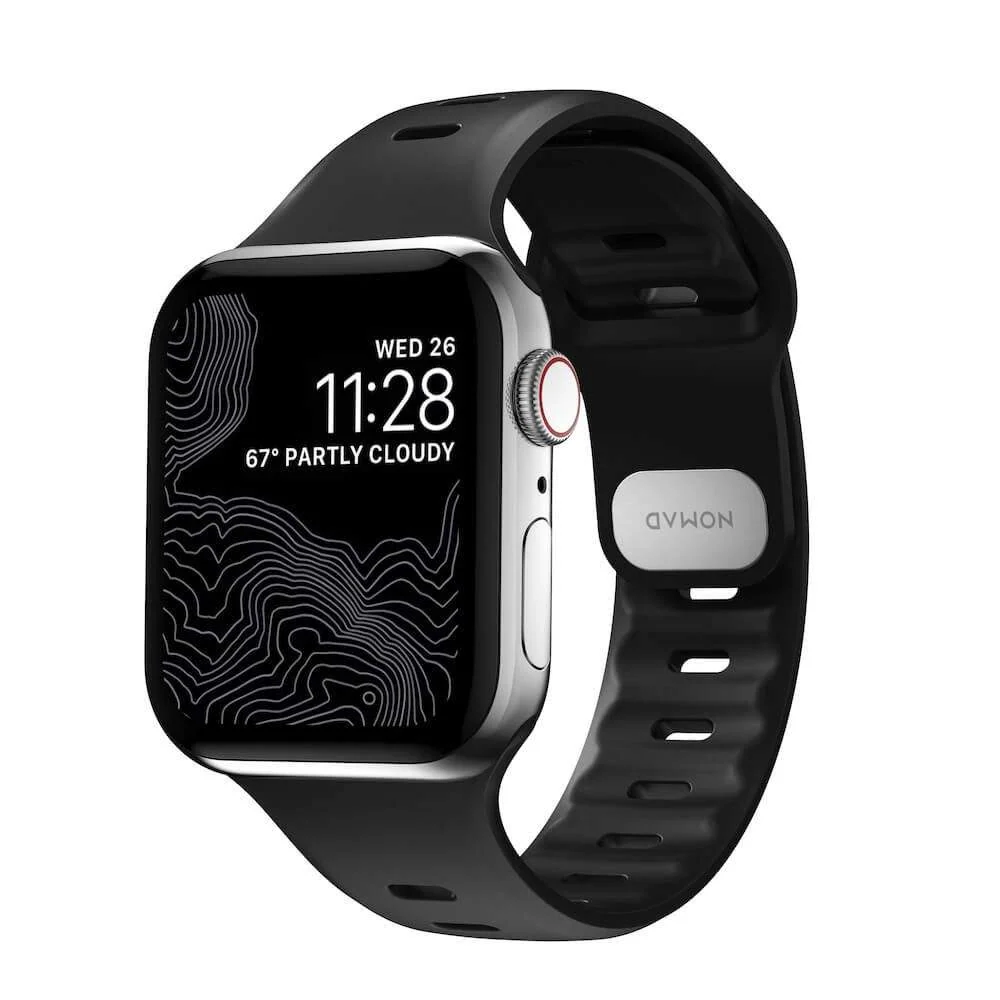 Каишка от Nomad - Черна силиконова Sport Slim Strap (42,44,45 мм)