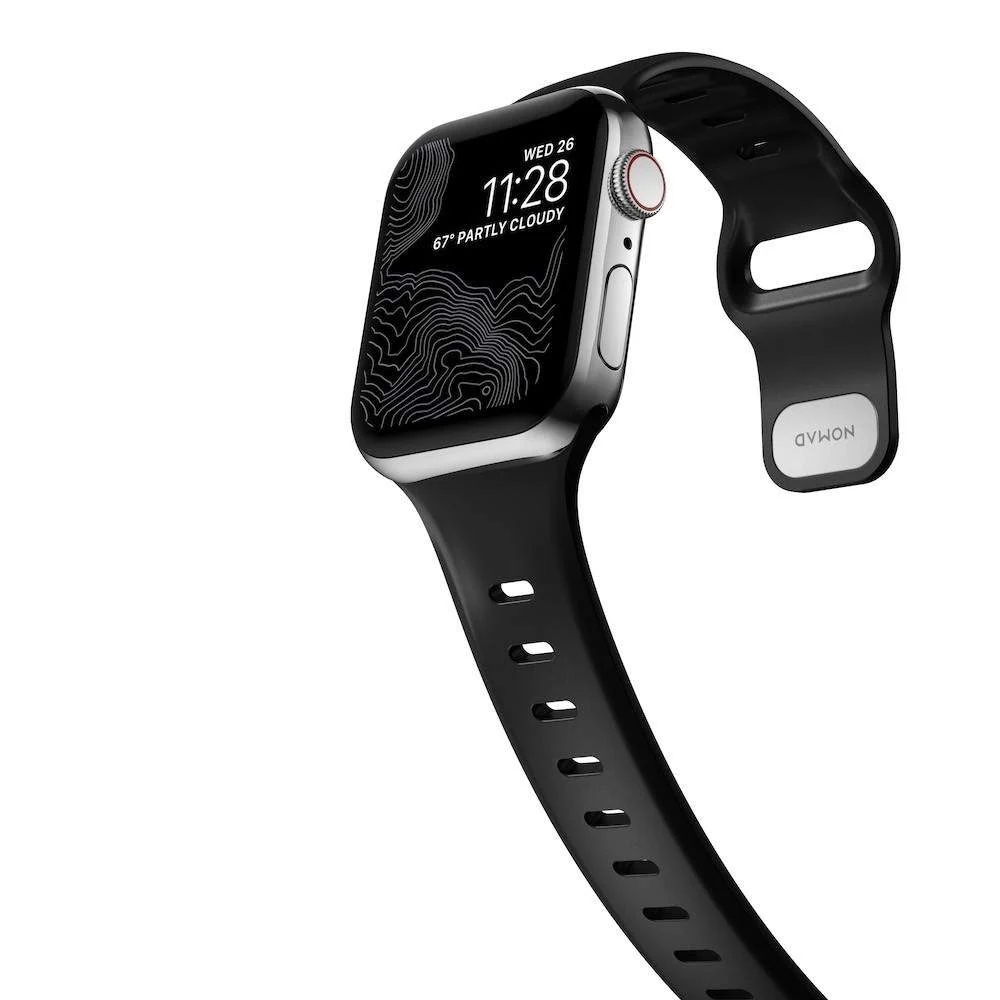 Каишка от Nomad - Черна силиконова Sport Slim Strap (42,44,45 мм)