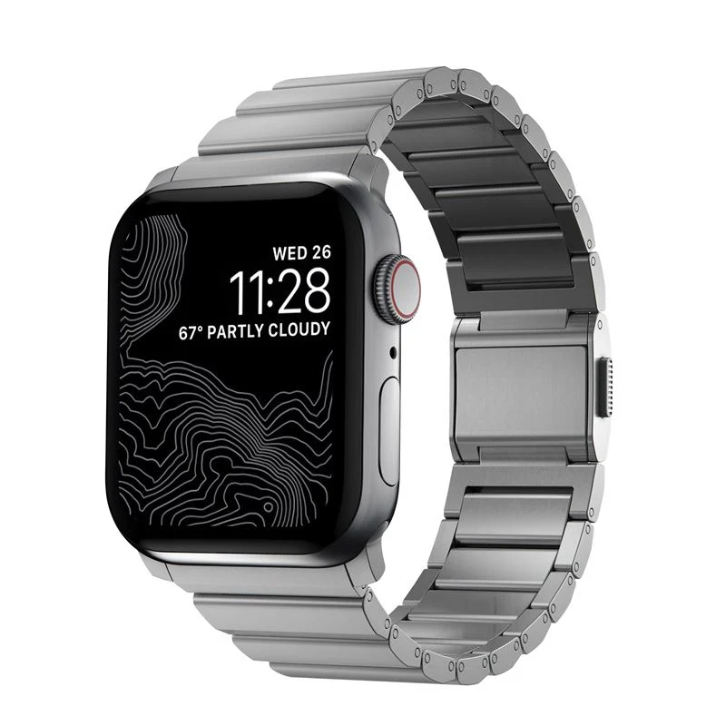 Каишка Nomad Titanium Band Silver за Apple Watch 44/42 мм