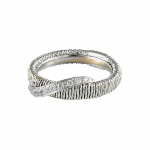 Oro Trend - Пръстен с преплетен дизайн от 18K бяло злато и диаманти