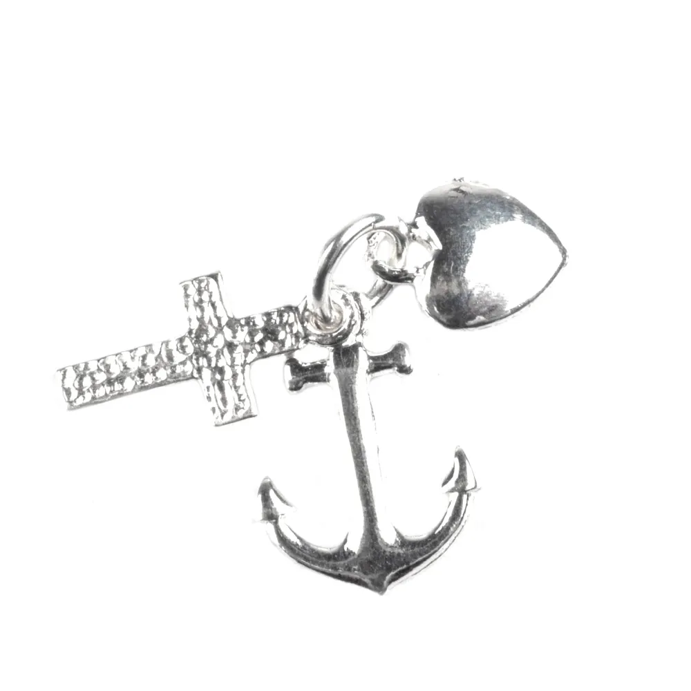 Pandantiv Triplu (Ancora, Cruce, Inima), Argint 925, 1.6 cm x 0.5 cm
