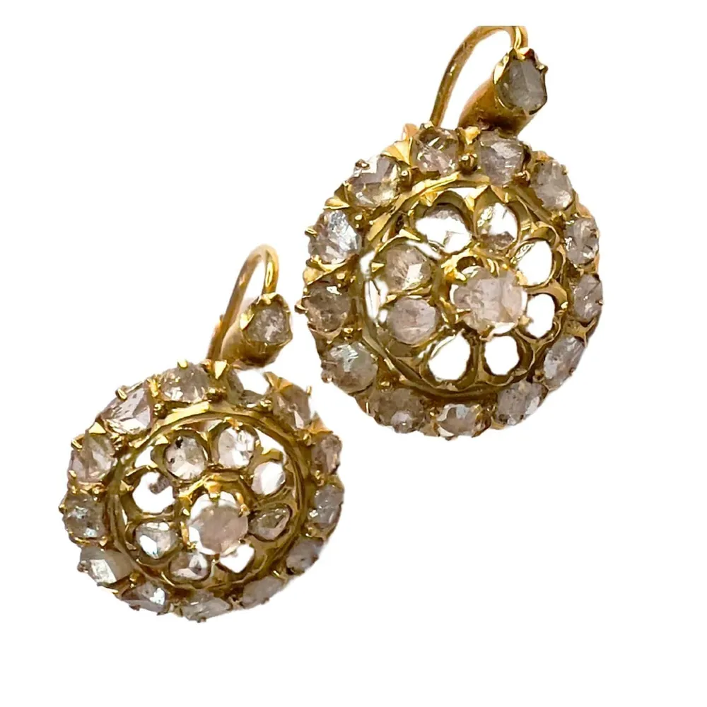 Pendientes glavni siglo XX de oro amarillo con diamondes