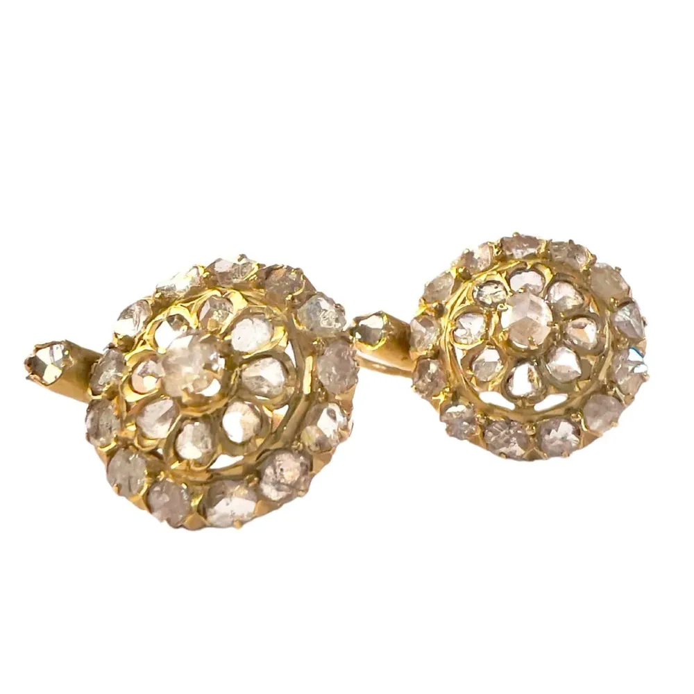 Pendientes glavni siglo XX de oro amarillo con diamondes