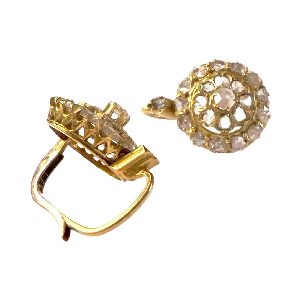 Pendientes glavni siglo XX de oro amarillo con diamondes