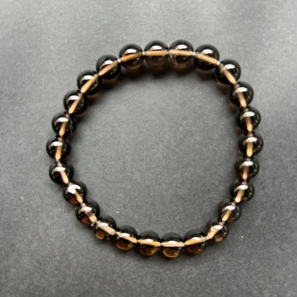 Гривна с димчи quartz, сферични мъниста 8 мм