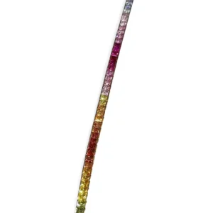 Тенис гривна Rainbow сапфир от 18k бяло злато