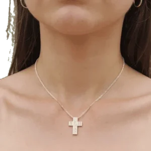 ReCarlo - Колие Cross от бяло злато 18k и диаманти 0.50ct