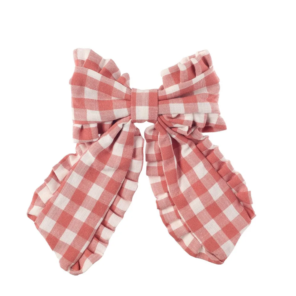 Rockahula gingham ruffle bow hairpin за момичета