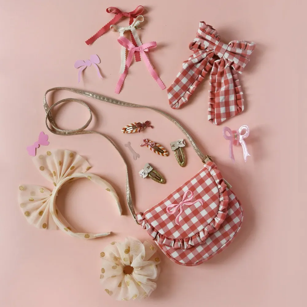Rockahula gingham ruffle bow hairpin за момичета