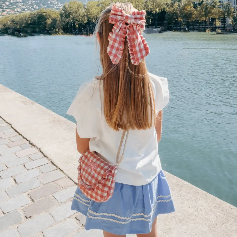 Rockahula gingham ruffle bow hairpin за момичета
