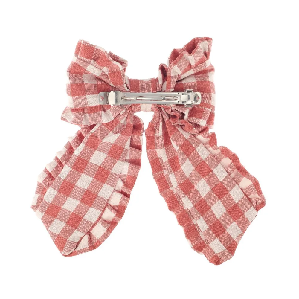 Rockahula gingham ruffle bow hairpin за момичета