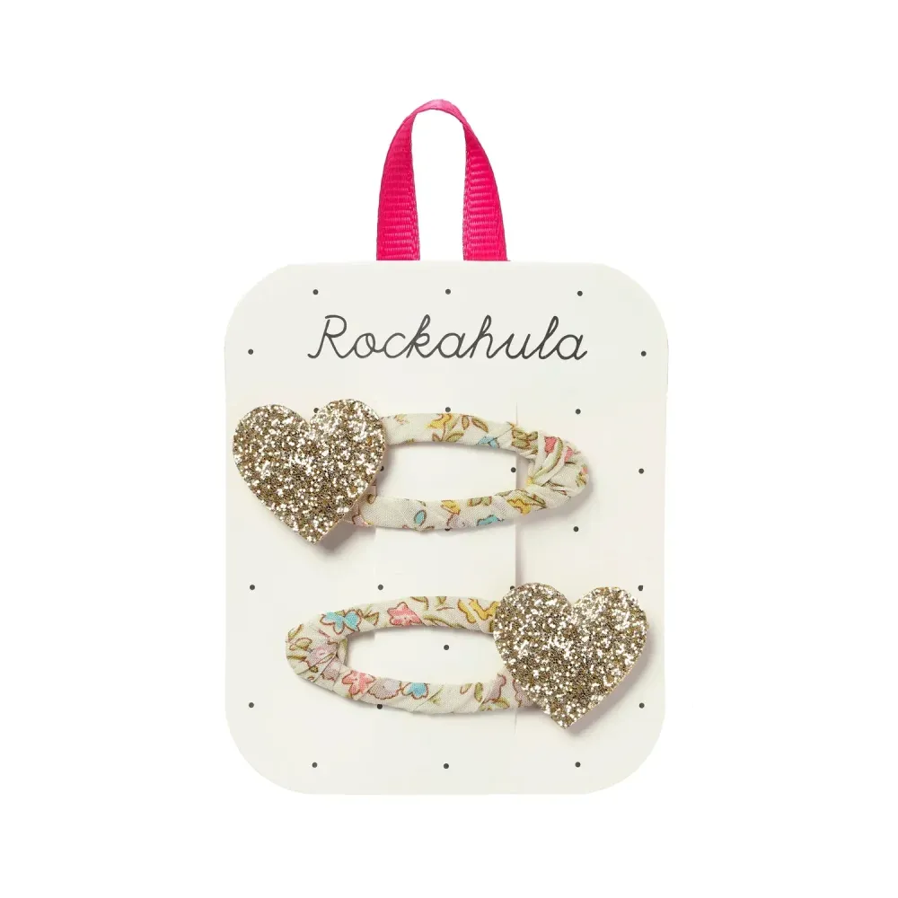 Rockahula клипсове за коса за момичета блясък Petal Heart