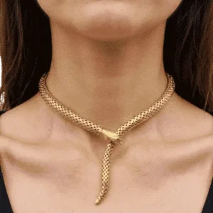 Винтидж колие Serpenti от жълто злато 18kt с изумруди и рубини