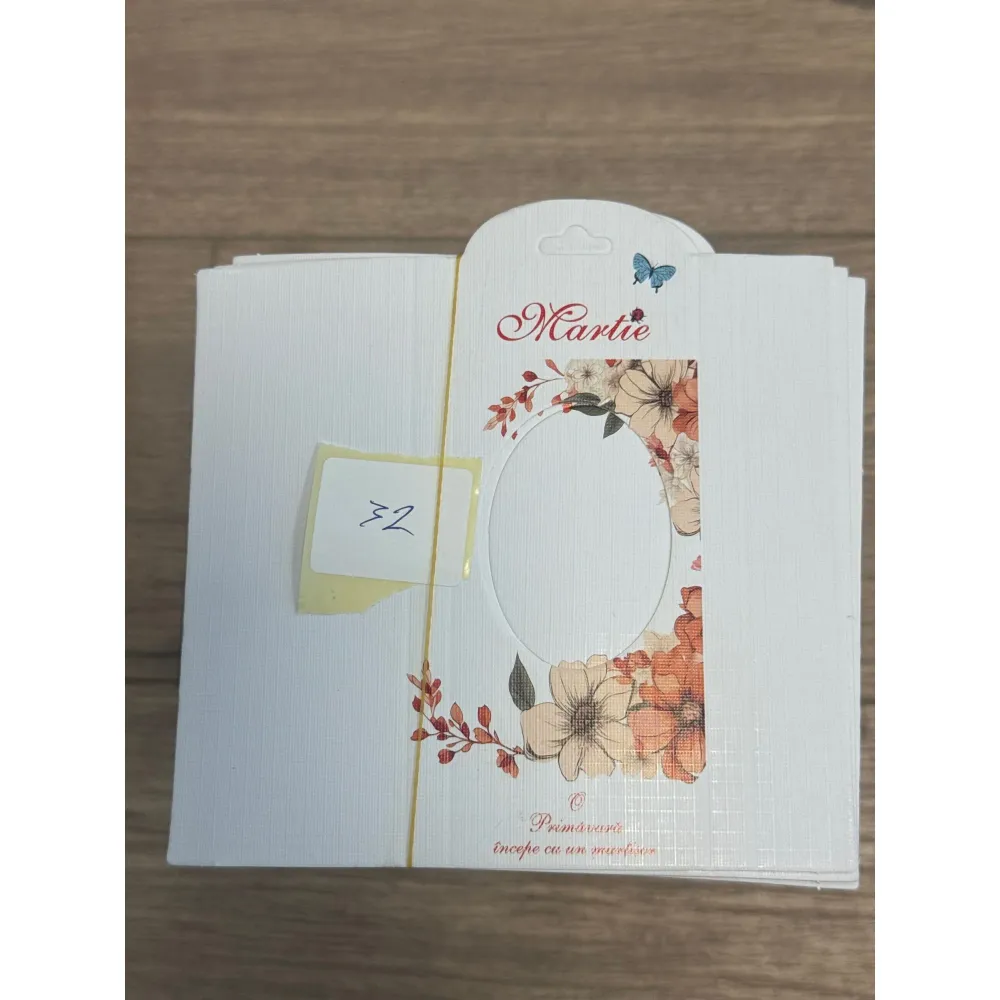 Set 100 Bucati Ambalaje de Carton pentru Martisoare, Vivimall, Cutii Brosa, Model cu Flori Portocalii
