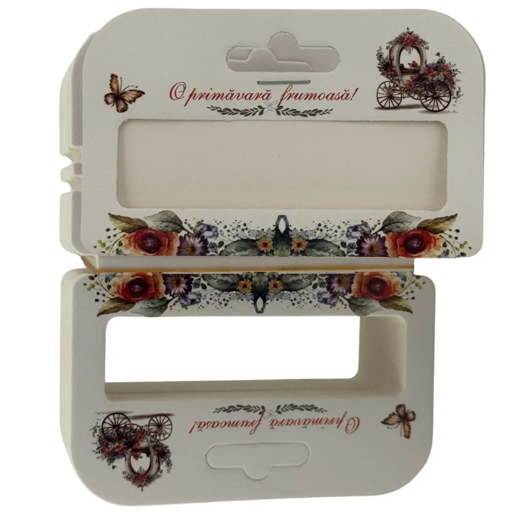 Set 100 Bucati Ambalaje de Carton pentru Martisor, Vivimall, Cutii Bratara, Model Caleasca