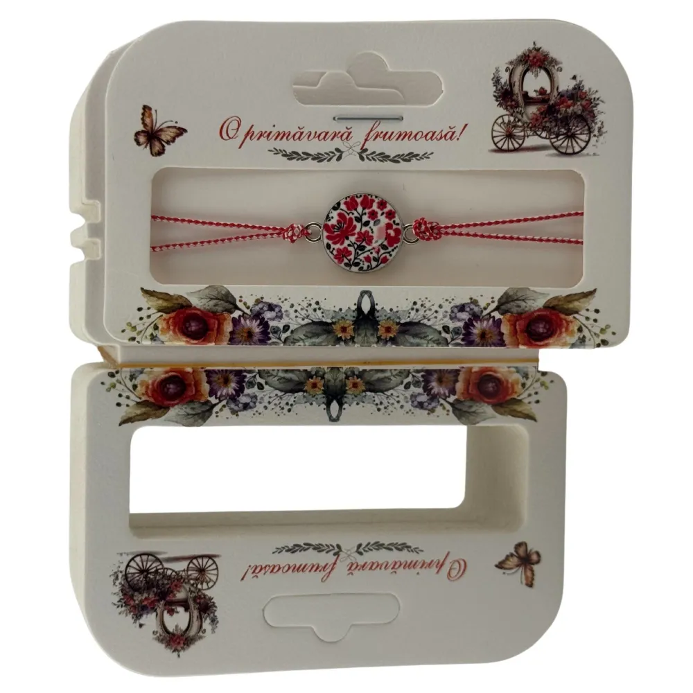 Set 100 Bucati Ambalaje de Carton pentru Martisor, Vivimall, Cutii Bratara, Model Caleasca