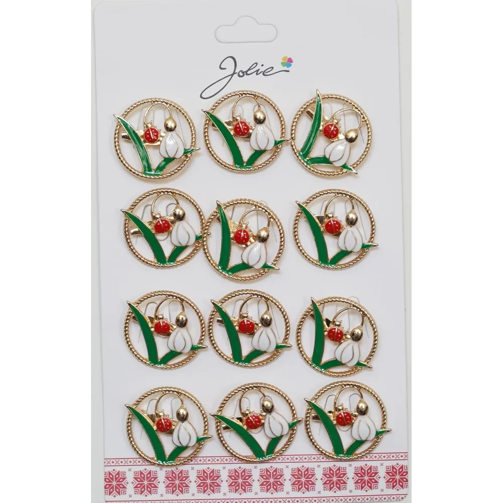 Set 12 Brose Martisor Primavara Ghiocel cu Buburuza Cerc