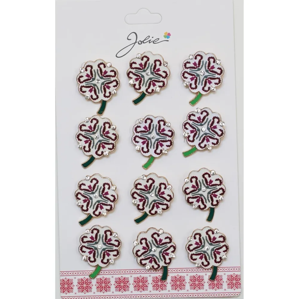Set 12 Brose Martisor Primavara Trifoi cu Motiv Traditional