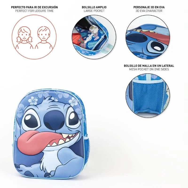 Раница за детска градина 3D Stitch blue
