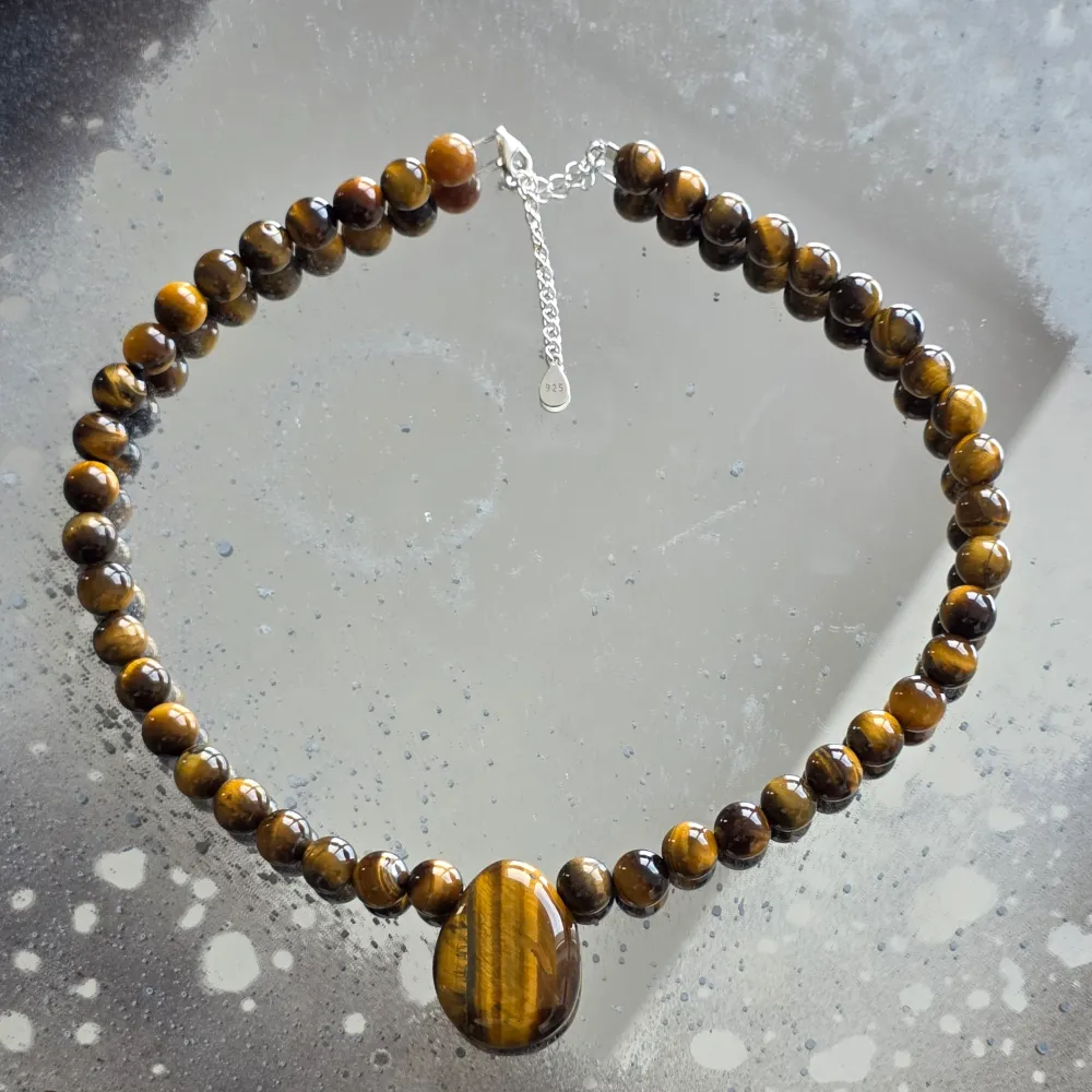 Златен щит Tiger Eye колие #32