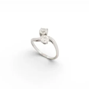 пръстен с инкрустирани Toi & Moi 2 диаманта 0.95ct t53 от бяло злато 18k 3g